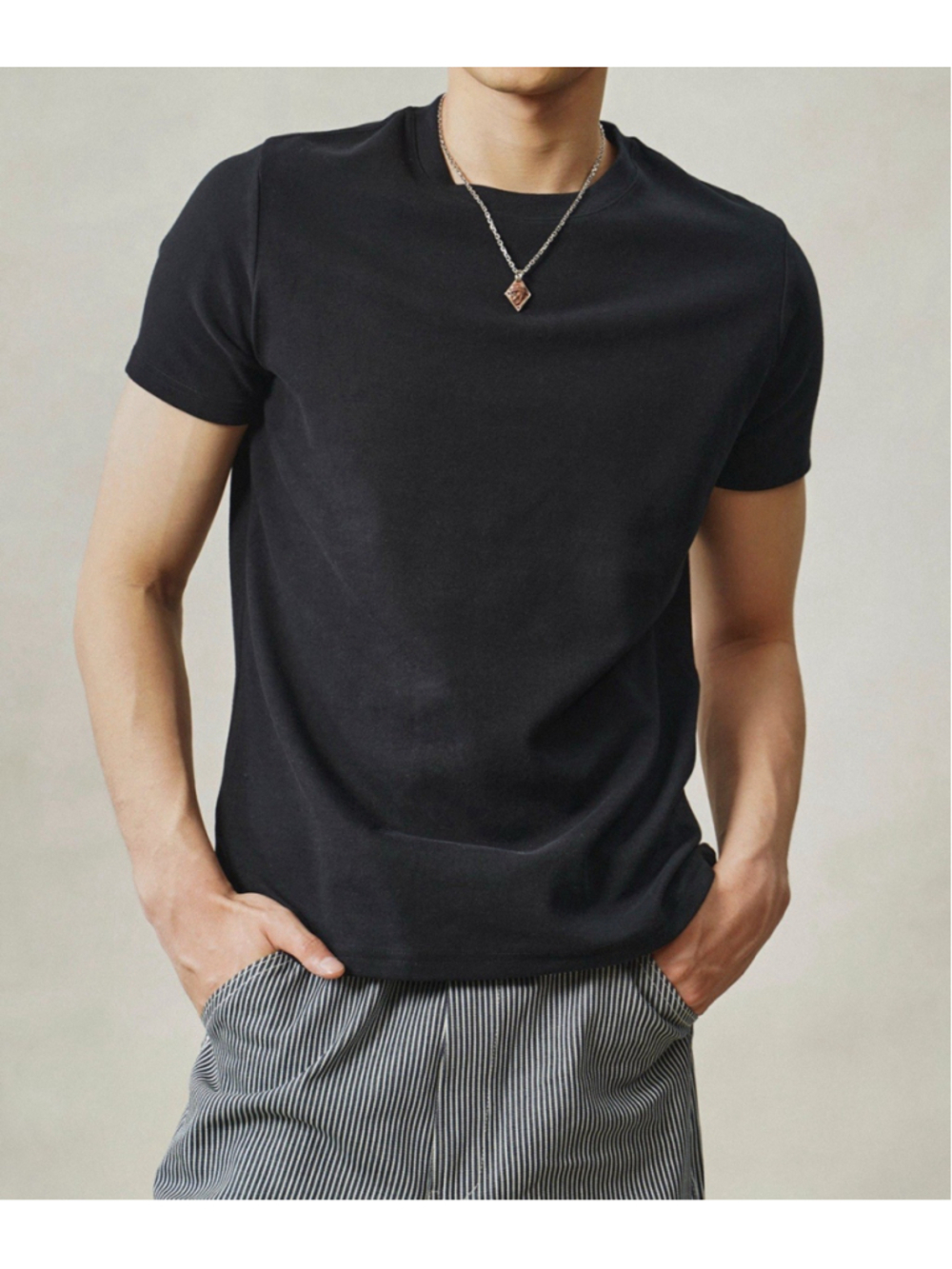 Slim Fit Crew Neck T-Shirt Black Annual Ring 🇺🇸ship Size L